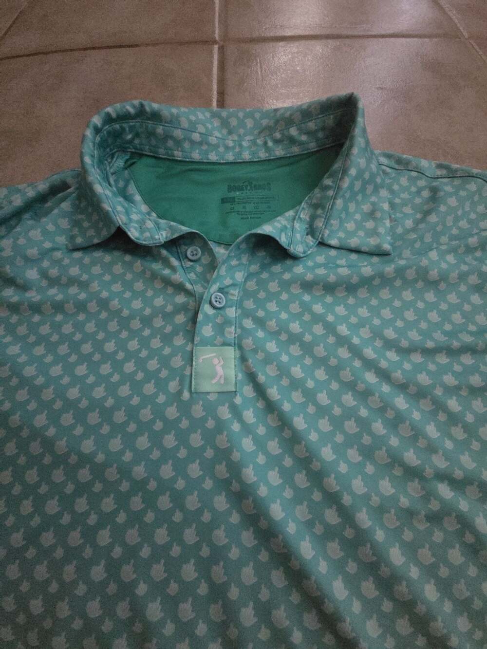 Bogey Bros Birdie Finger Polo Shirt Green Performance Golf Men's - Picture 2 of 3